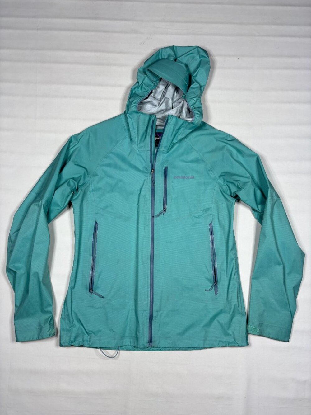 Patagonia Storm10 Jacket Fresh Teal H2No 3 Layer Rain Waterproof Shell Womens M
